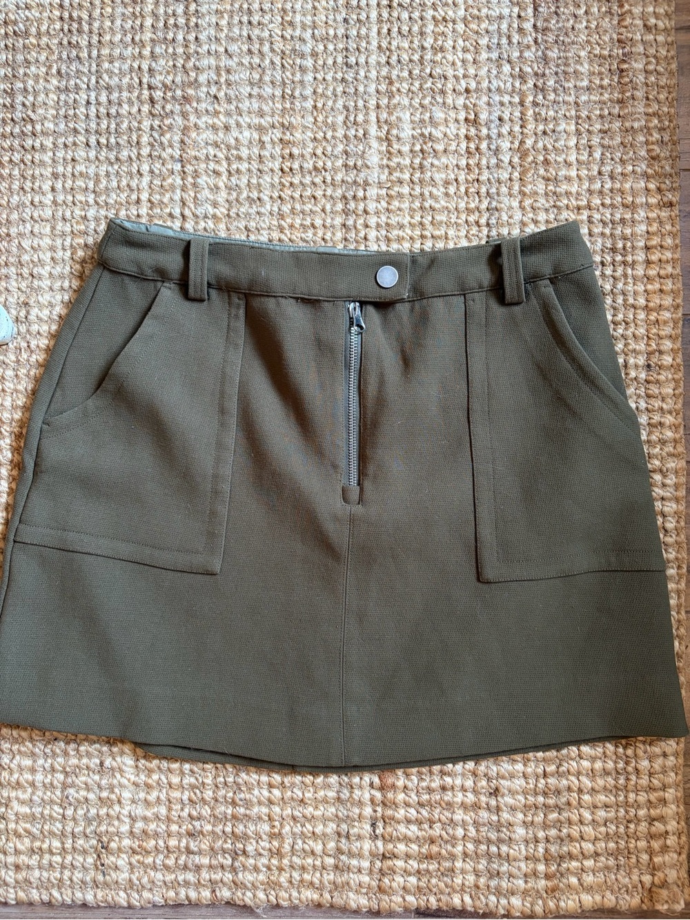 Cute Frank & Oak Olive Green Mini Skirt with Front Zip